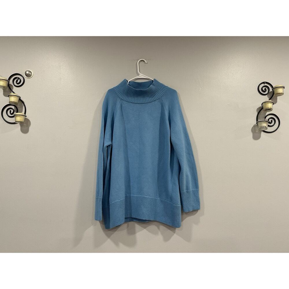 Julia Pomoshko Merino Wool Cashmere Blend Blue Turtleneck Sweater Medium M